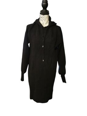 Philosophy Republic Clothing Black Hooded Sweater Dress, Size Medium
